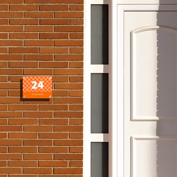 Naambordje voordeur - Rechthoek - Oranje blokjes - Klassiek — 3