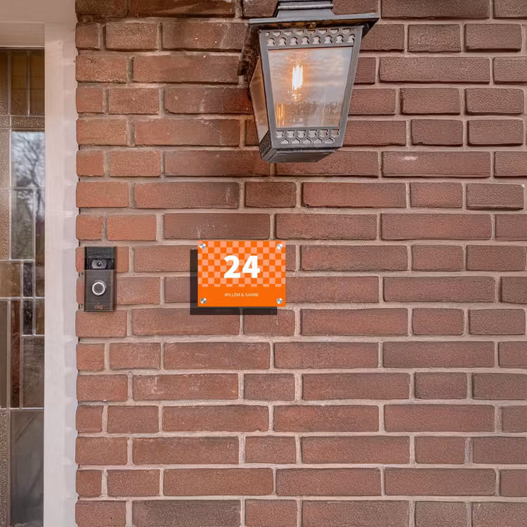 Naambordje voordeur - Rechthoek - Oranje blokjes - Klassiek — 5