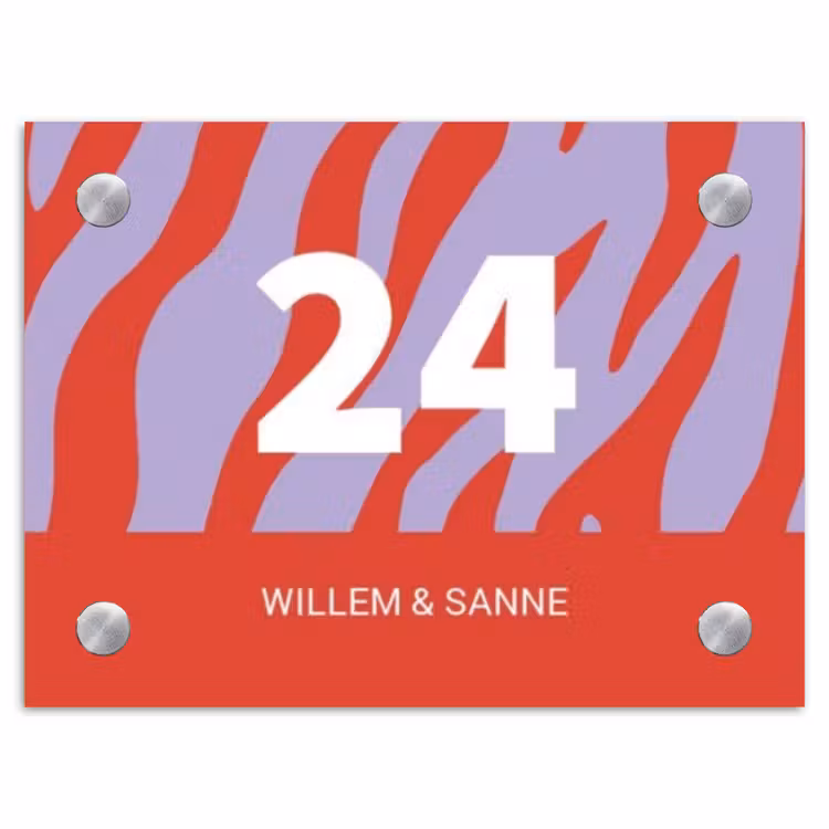 Naambordje voordeur - Rechthoek - Rood paars zebra - Klassiek — 1