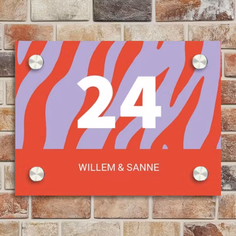 Naambordje voordeur - Rechthoek - Rood paars zebra - Klassiek — 4
