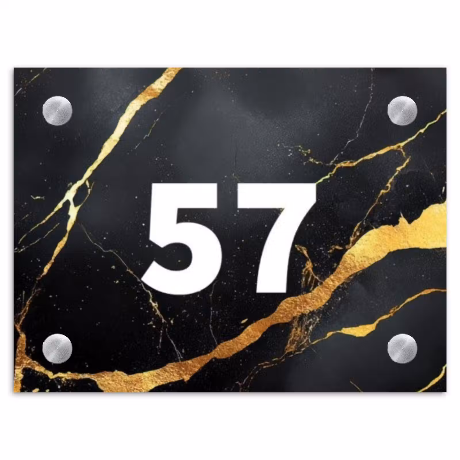 Naambordje voordeur - Rechthoek - Goud zwart marmer - Traditioneel — 1