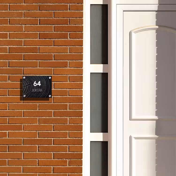 Naambordje voordeur - Rechthoek - Zwart houtnerf - Modern — 3
