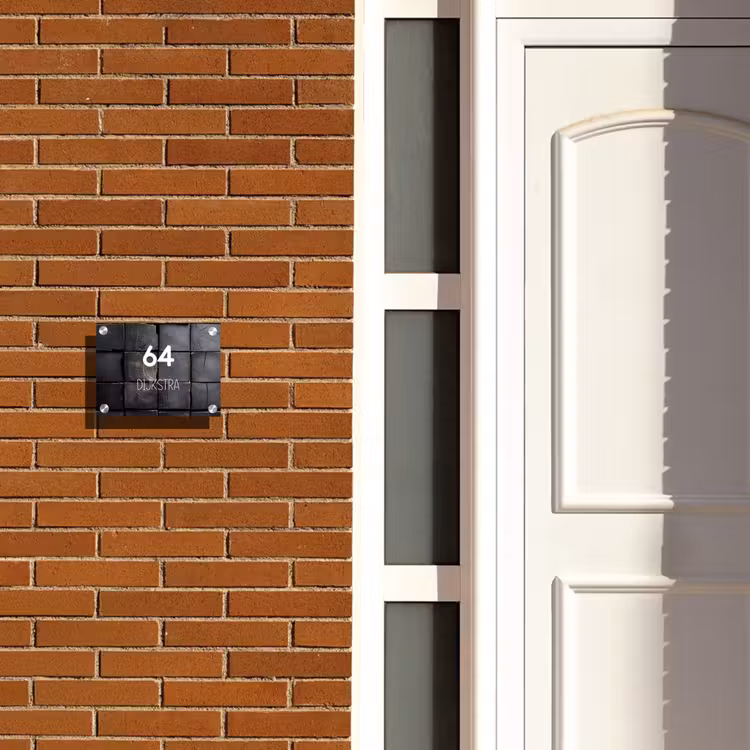 Naambordje voordeur - Rechthoek - Zwarte houtblokken - Modern — 3