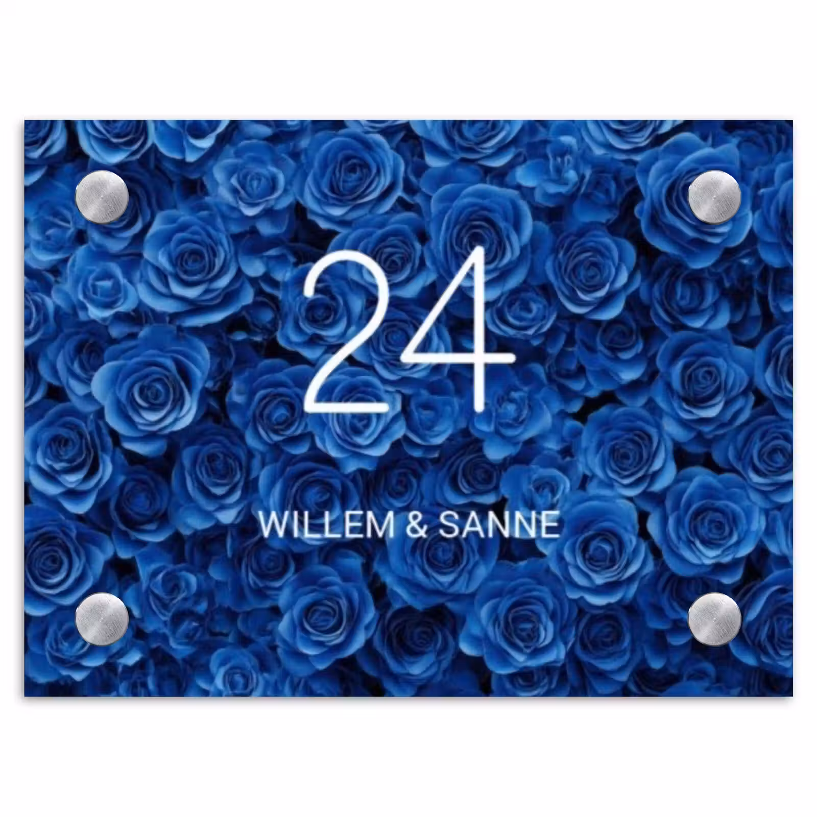 Naambordje voordeur - Rechthoek - Blauwe rozen - Klassiek — 1