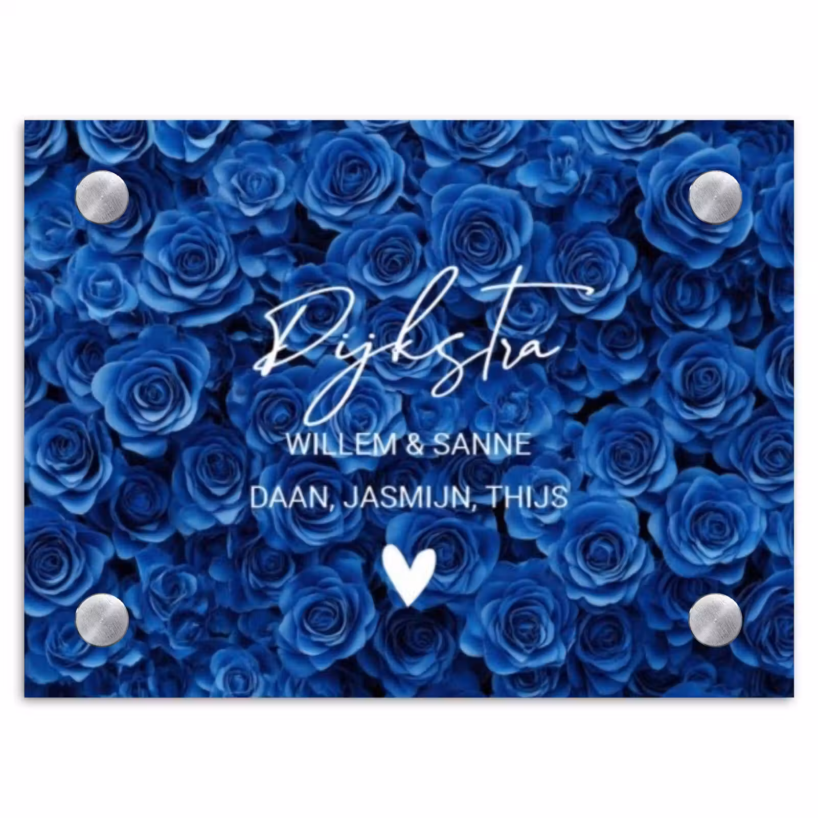 Naambordje voordeur - Rechthoek - Blauwe rozen - Sierlijk — 1