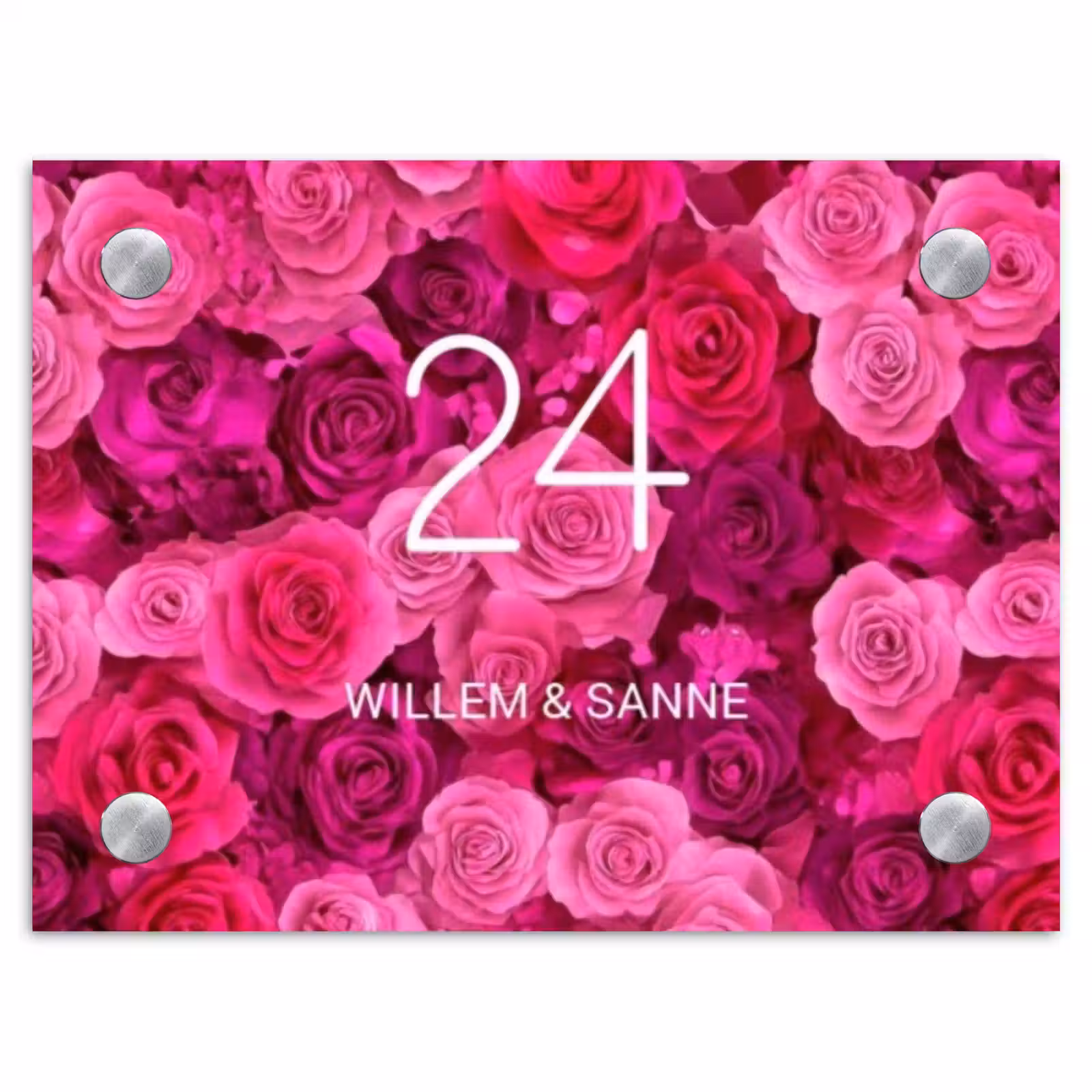 Naambordje voordeur - Rechthoek - Roze rozen - Klassiek — 1