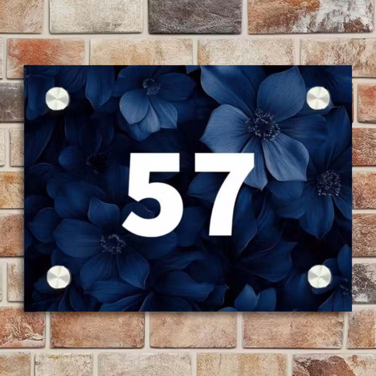 Naambordje voordeur - Rechthoek - Blauwe bloemen - Traditioneel — 4