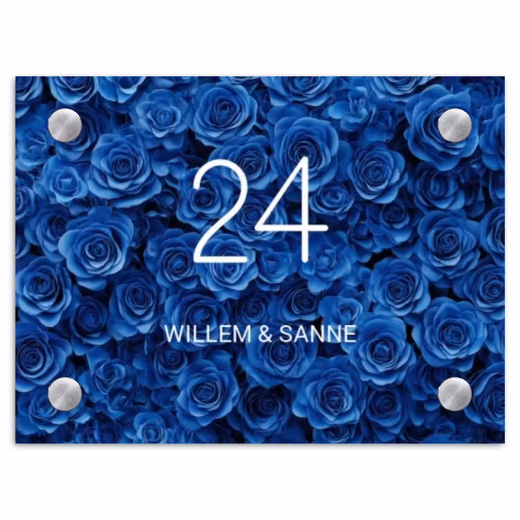 Naambordje voordeur - Rechthoek - Blauwe rozen - Klassiek — 1