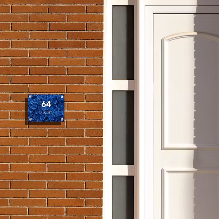 Naambordje voordeur - Rechthoek - Blauwe rozen - Modern — 3