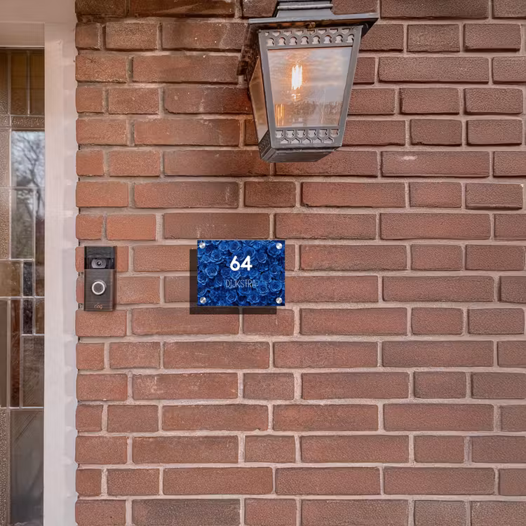 Naambordje voordeur - Rechthoek - Blauwe rozen - Modern — 5