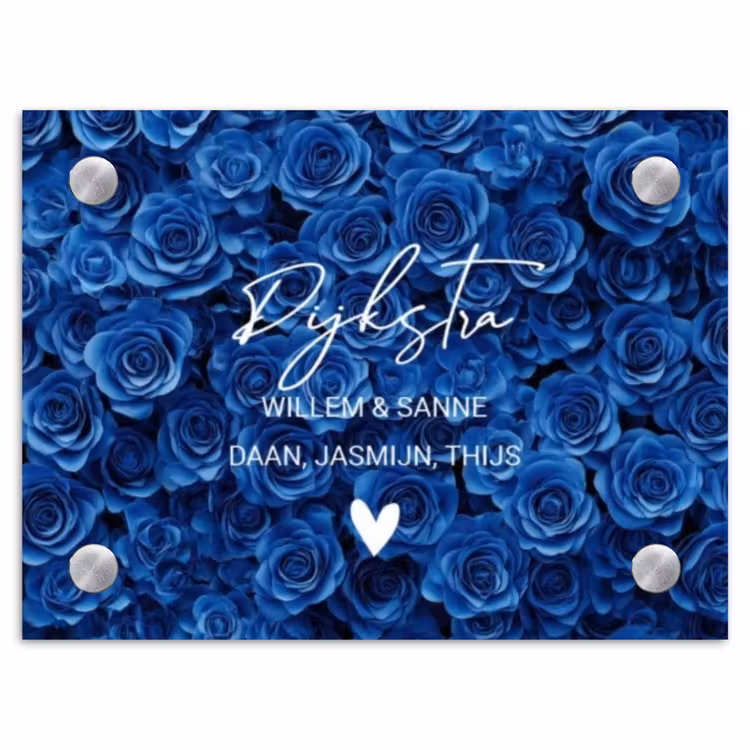 Naambordje voordeur - Rechthoek - Blauwe rozen - Sierlijk — 1