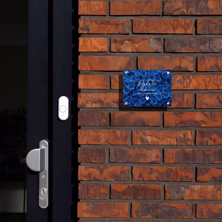 Naambordje voordeur - Rechthoek - Blauwe rozen - Sierlijk — 2