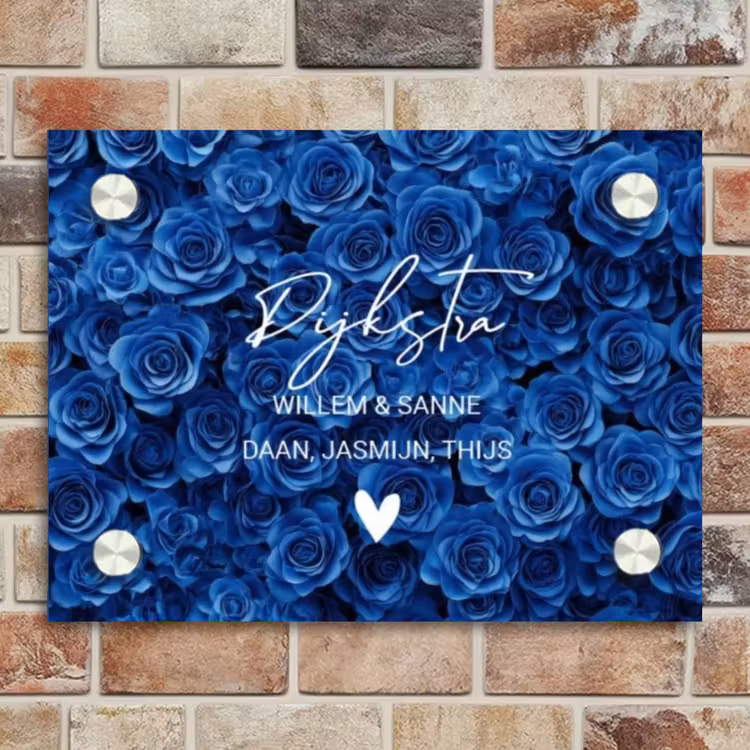 Naambordje voordeur - Rechthoek - Blauwe rozen - Sierlijk — 4