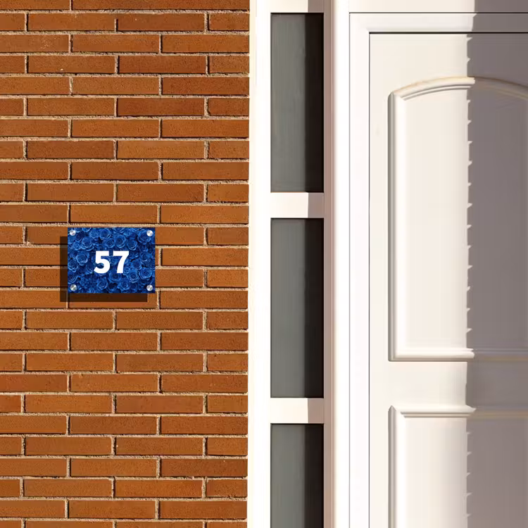 Naambordje voordeur - Rechthoek - Blauwe rozen - Traditioneel — 3