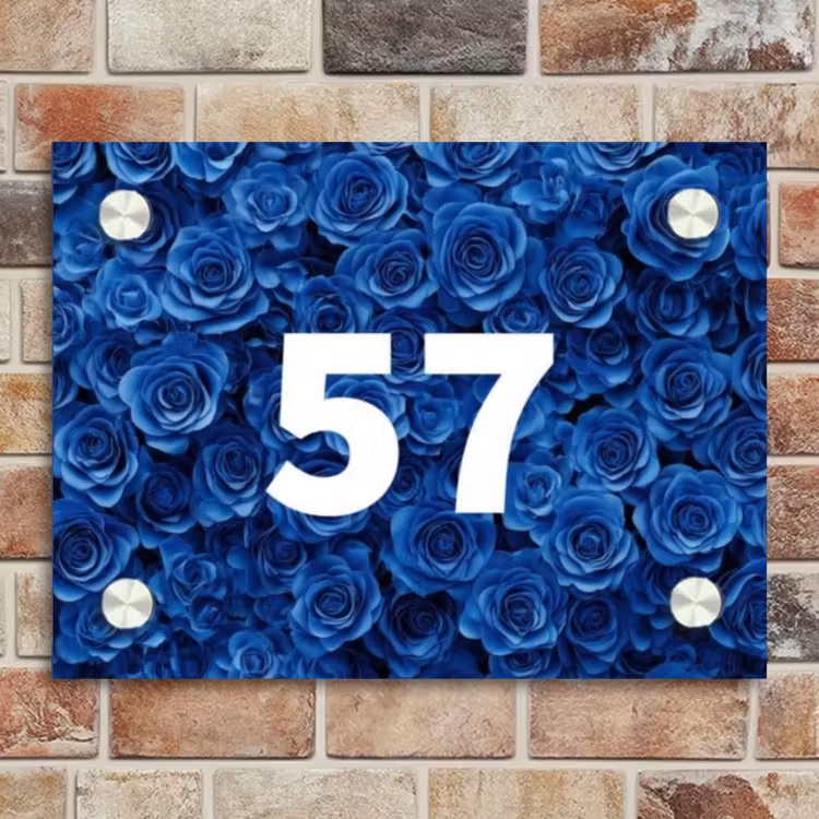 Naambordje voordeur - Rechthoek - Blauwe rozen - Traditioneel — 4