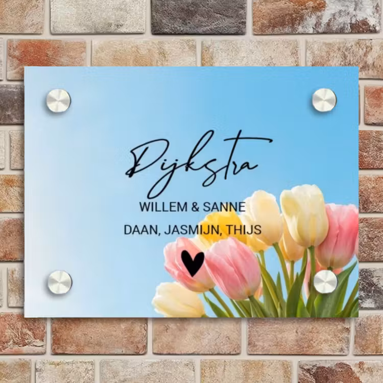 Naambordje voordeur - Rechthoek - Gekleurde tulpen lucht - Sierlijk — 4