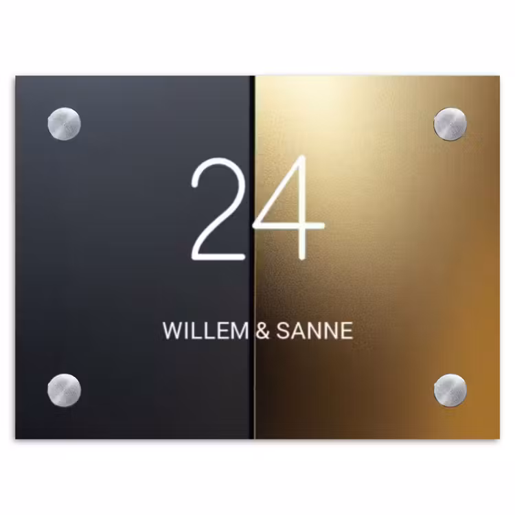 Naambordje voordeur - Rechthoek - Half goud zwart - Klassiek — 1