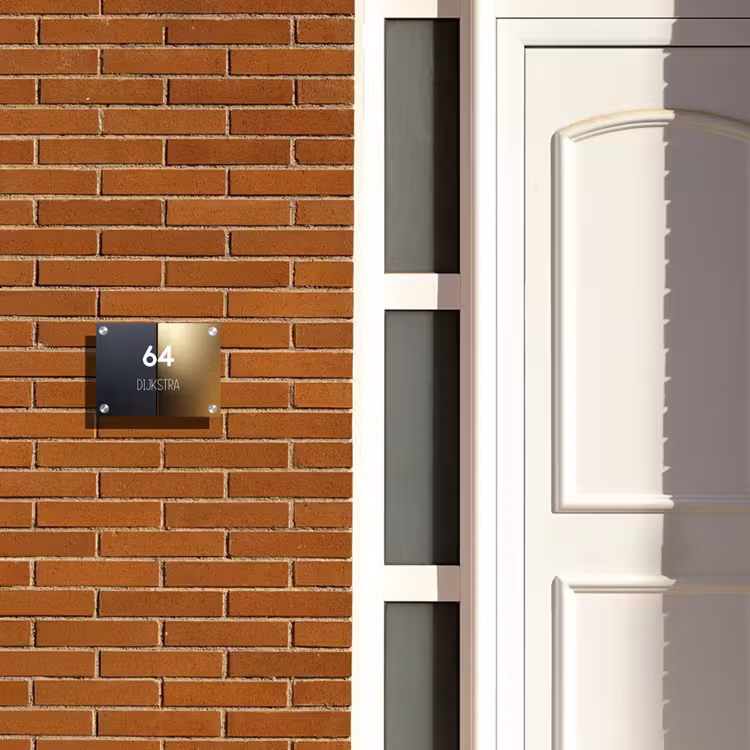 Naambordje voordeur - Rechthoek - Half goud zwart - Modern — 3