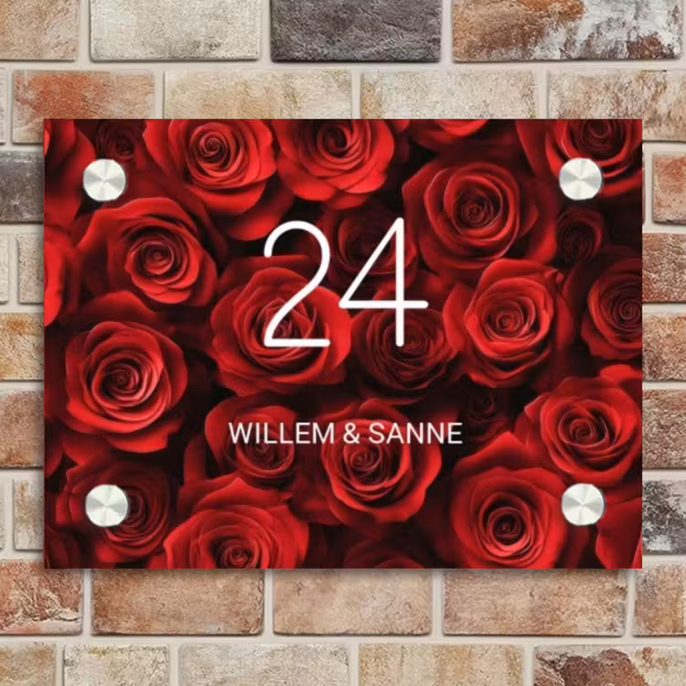 Naambordje voordeur - Rechthoek - Rode rozen - Klassiek — 4