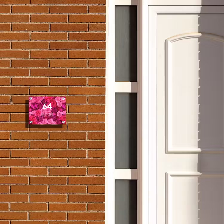 Naambordje voordeur - Rechthoek - Roze rozen - Modern — 3