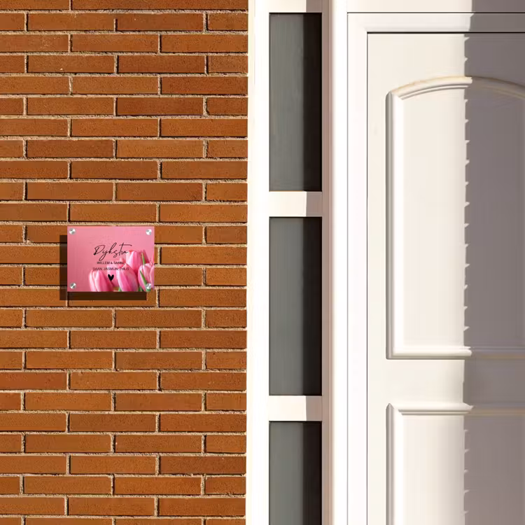 Naambordje voordeur - Rechthoek - Roze tulpen - Sierlijk — 3