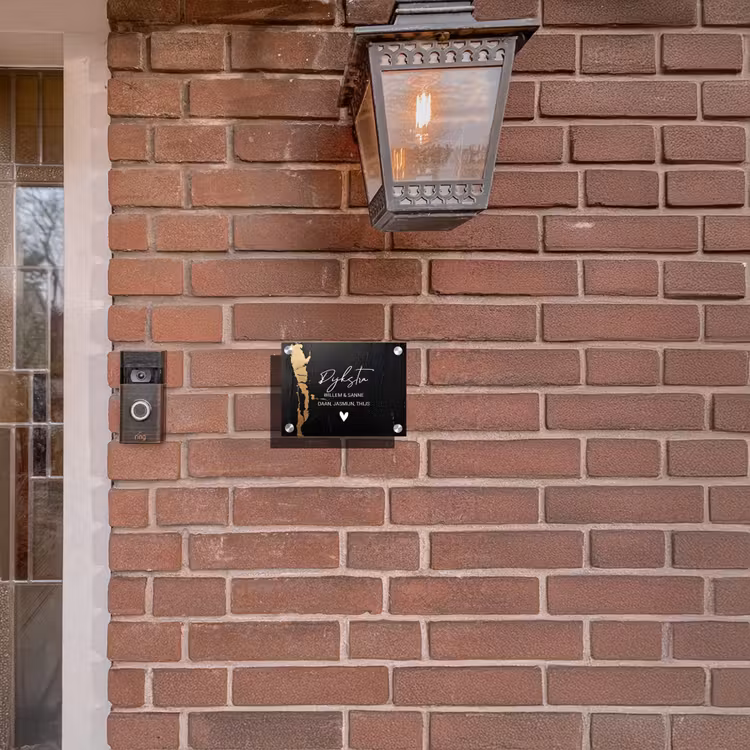 Naambordje voordeur - Rechthoek - Zwart goud structuur - Sierlijk — 5