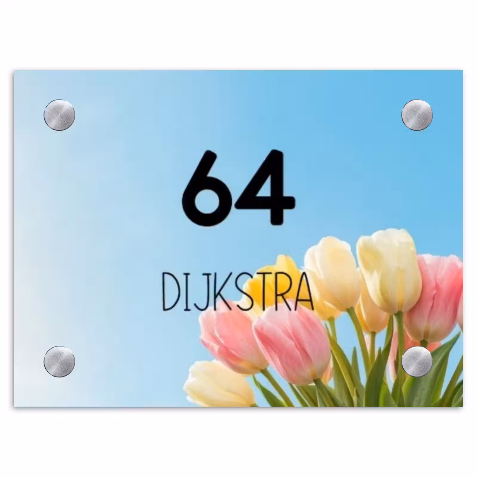 Naambordje voordeur - Rechthoek - Gekleurde tulpen lucht - Modern — 1
