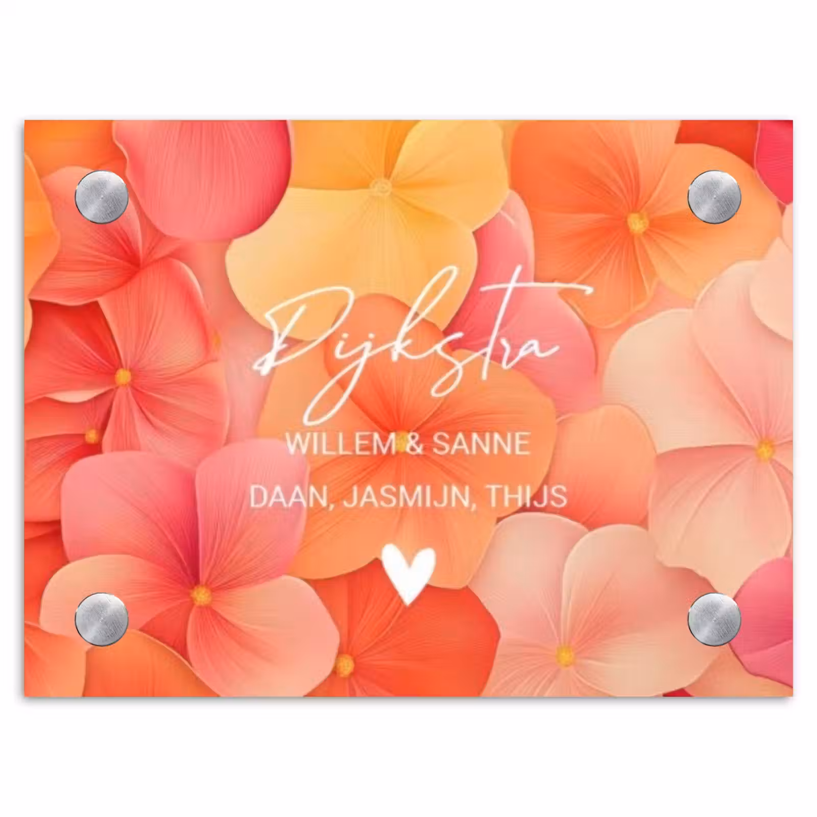 Naambordje voordeur - Rechthoek - Oranje bloemenmix - Sierlijk — 1