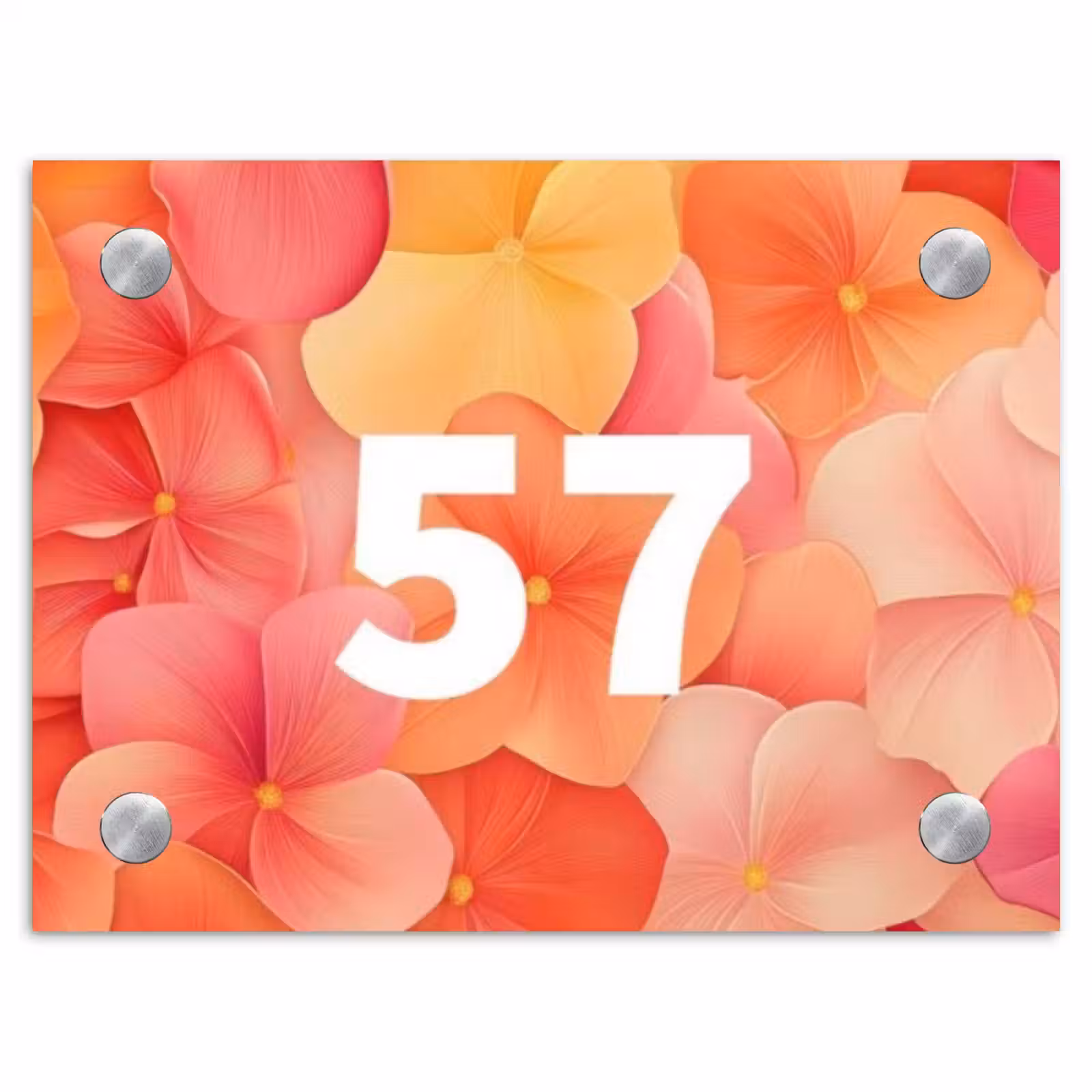 Naambordje voordeur - Rechthoek - Oranje bloemenmix - Traditioneel — 1