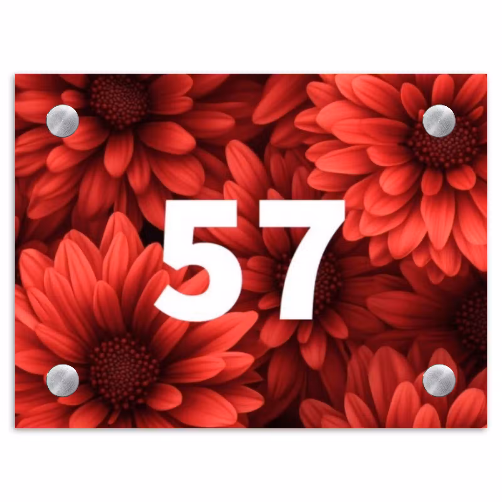 Naambordje voordeur - Rechthoek - Rode bloemen - Traditioneel — 1