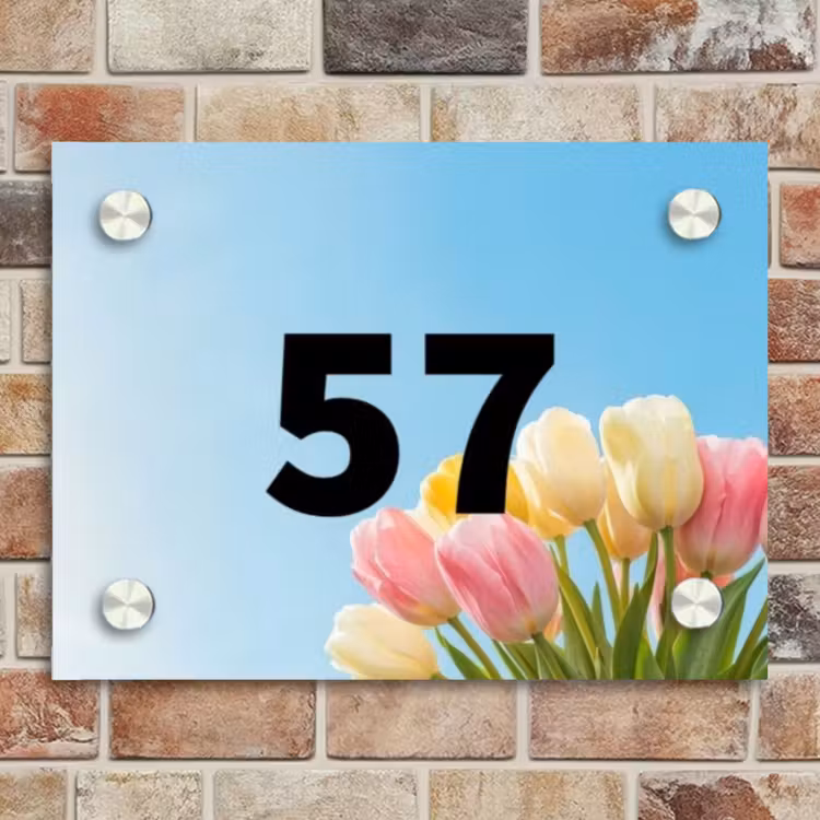 Naambordje voordeur - Rechthoek - Gekleurde tulpen lucht - Traditioneel — 4