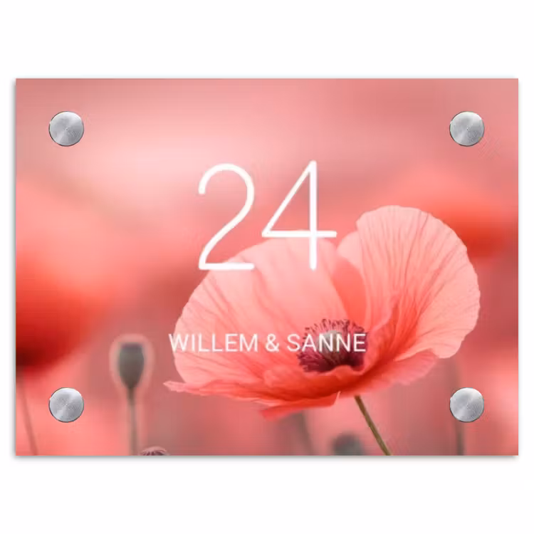 Naambordje voordeur - Rechthoek - Klaproos - Klassiek — 1