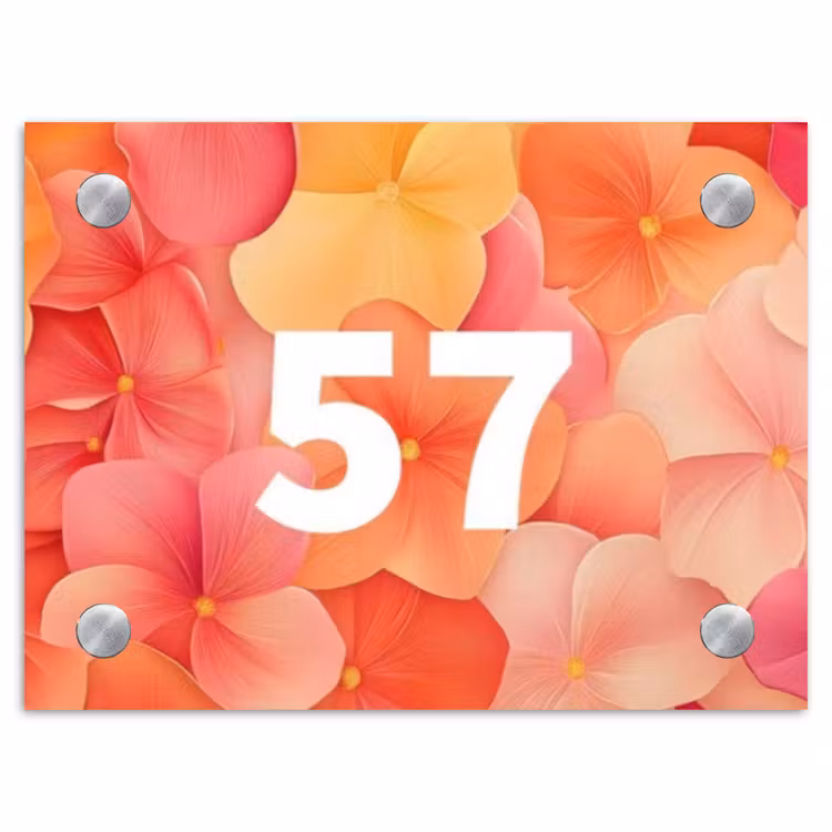 Naambordje voordeur - Rechthoek - Oranje bloemenmix - Traditioneel — 1
