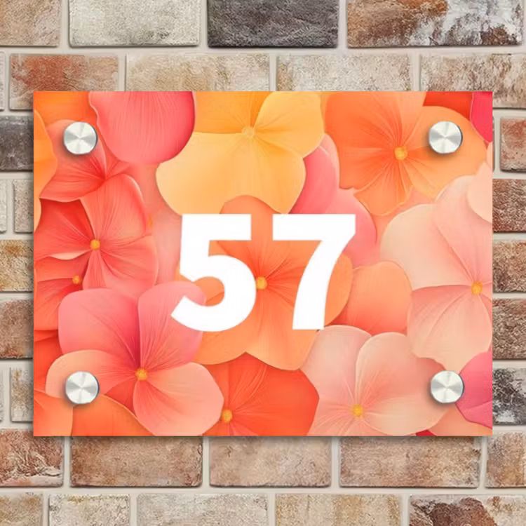 Naambordje voordeur - Rechthoek - Oranje bloemenmix - Traditioneel — 4