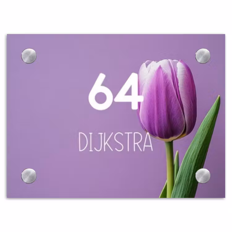 Naambordje voordeur - Rechthoek - Paarse tulp - Modern — 1