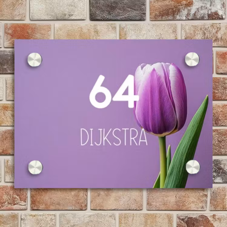 Naambordje voordeur - Rechthoek - Paarse tulp - Modern — 4