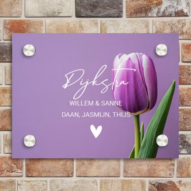 Naambordje voordeur - Rechthoek - Paarse tulp - Sierlijk — 4