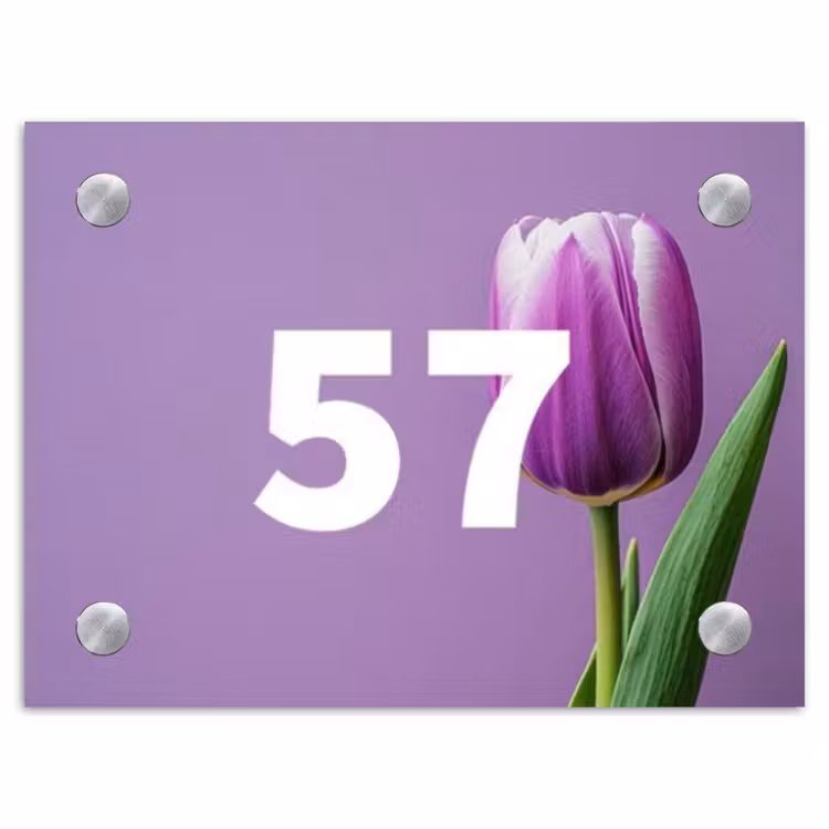 Naambordje voordeur - Rechthoek - Paarse tulp - Traditioneel — 1