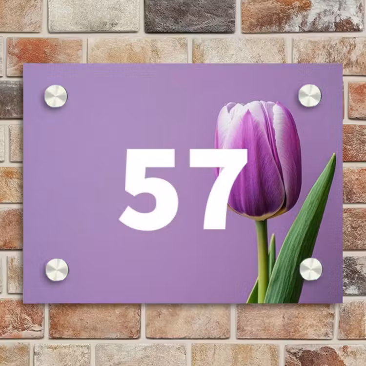 Naambordje voordeur - Rechthoek - Paarse tulp - Traditioneel — 4