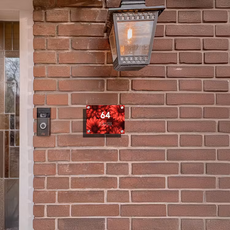 Naambordje voordeur - Rechthoek - Rode bloemen - Modern — 5