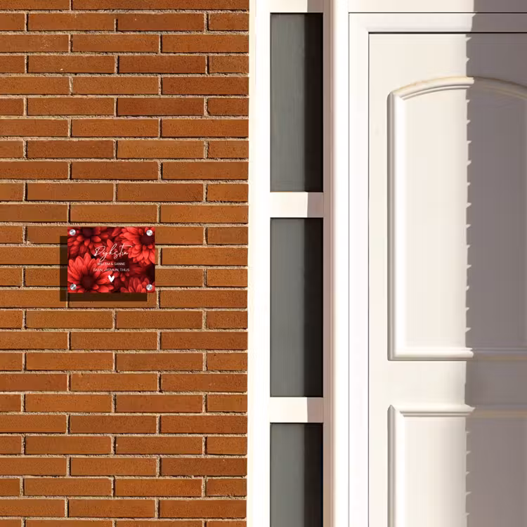 Naambordje voordeur - Rechthoek - Rode bloemen - Sierlijk — 3