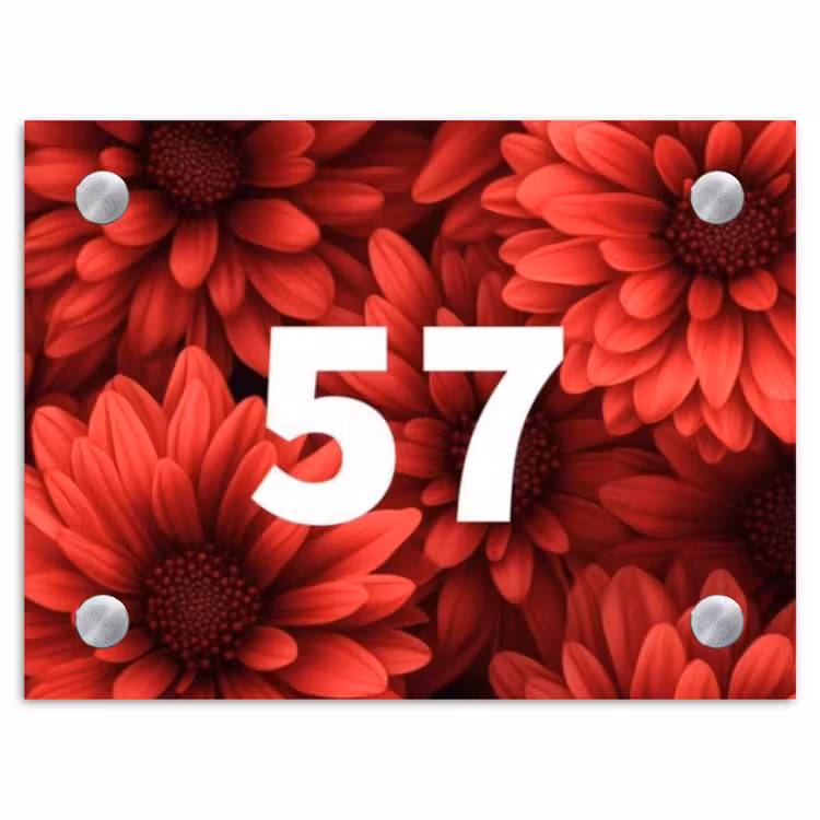 Naambordje voordeur - Rechthoek - Rode bloemen - Traditioneel — 1