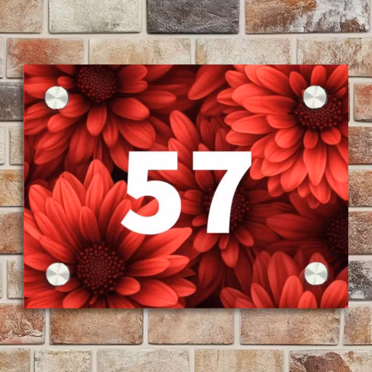 Naambordje voordeur - Rechthoek - Rode bloemen - Traditioneel — 4
