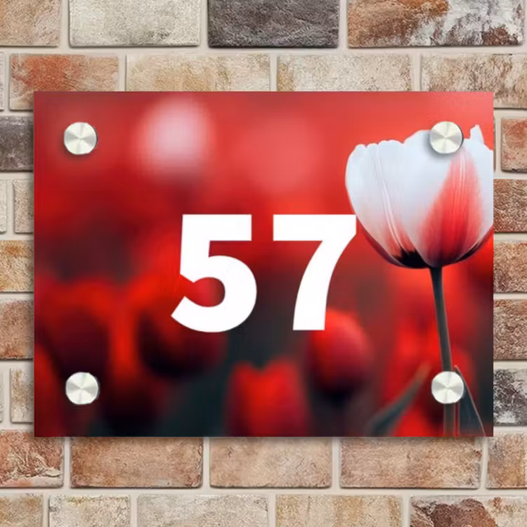 Naambordje voordeur - Rechthoek - Rode tulpen - Traditioneel — 4