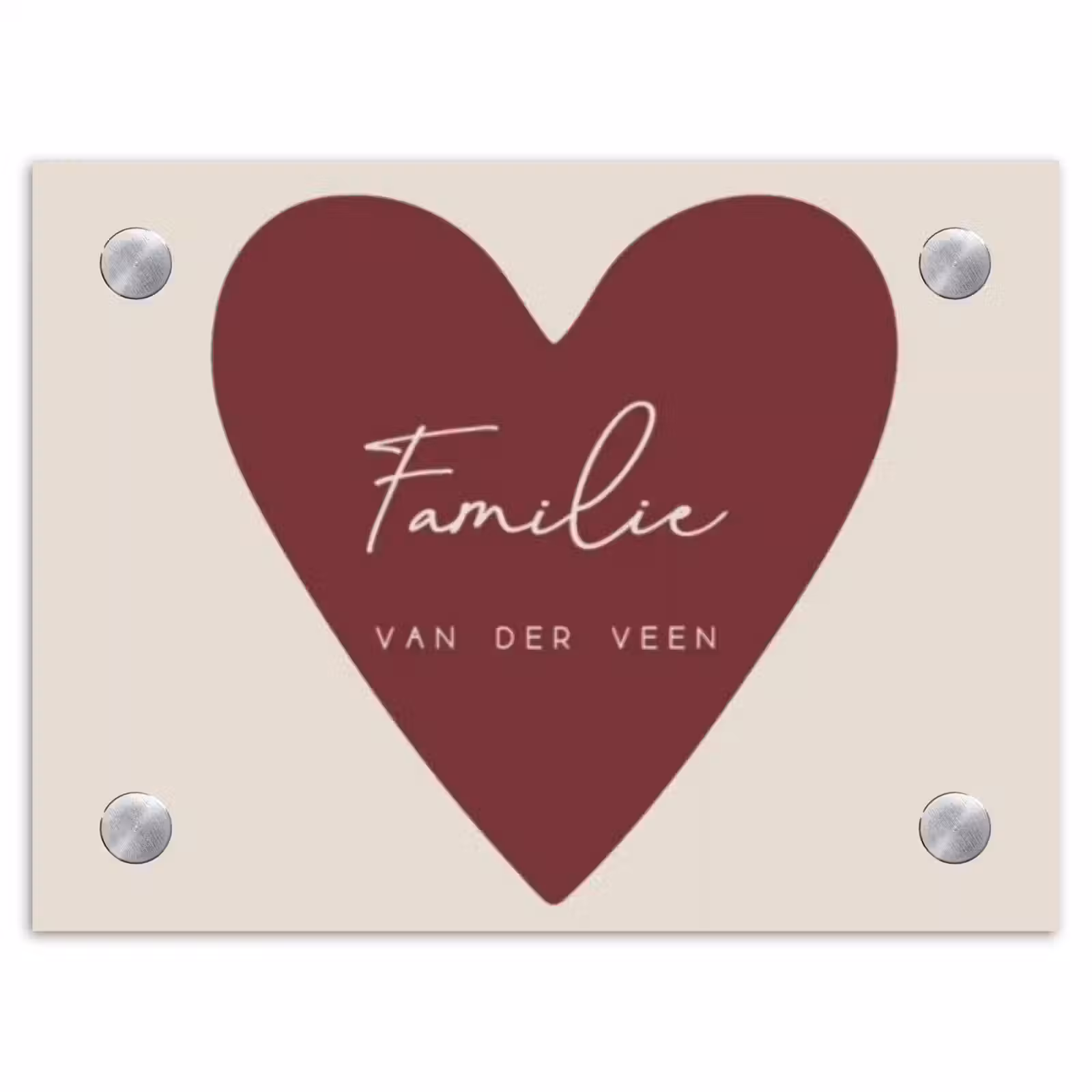 Naambordje voordeur - Rechthoek - Rood hart - Sierlijk — 1