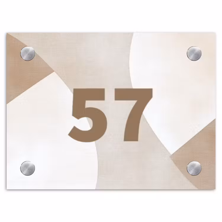 Naambordje voordeur - Rechthoek - Abstract beige - Traditioneel — 1