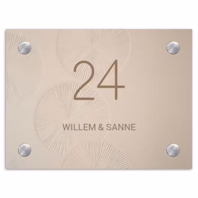 Naambordje voordeur - Rechthoek - Beige reliëf lijnen - Klassiek — 1