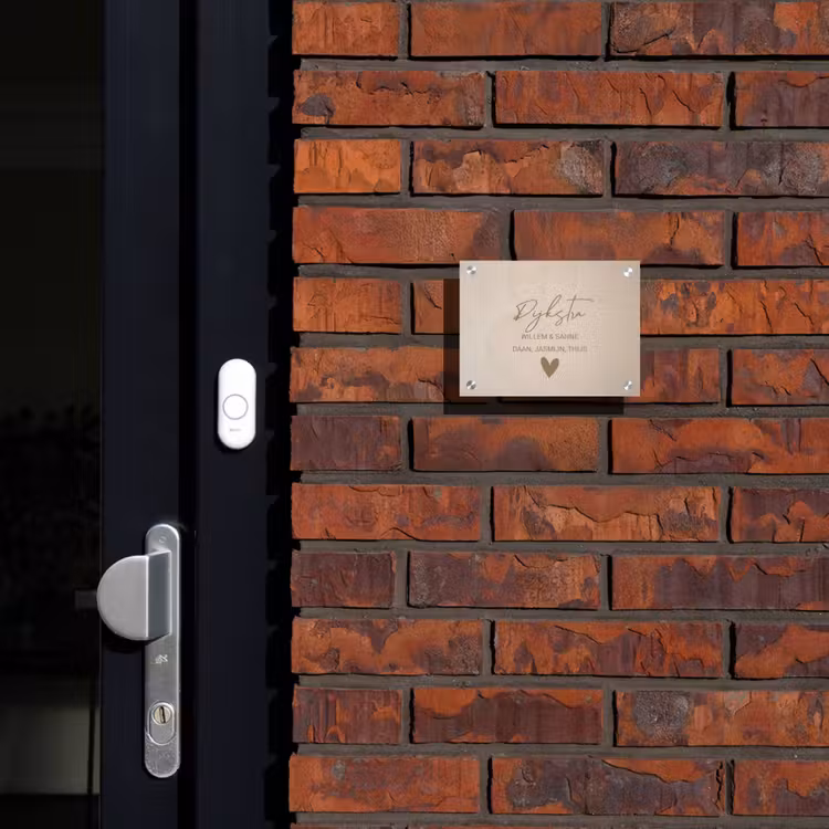 Naambordje voordeur - Rechthoek - Beige reliëf lijnen - Sierlijk — 2