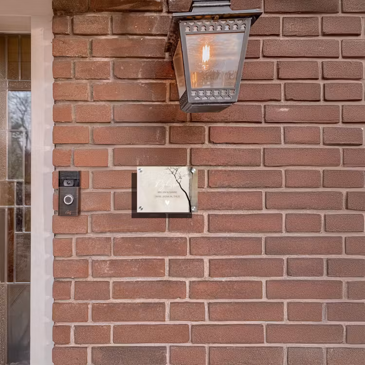 Naambordje voordeur - Rechthoek - Boomsilhouet beige achtergrond - Sierlijk — 5