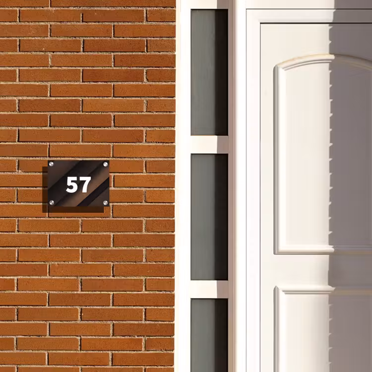 Naambordje voordeur - Rechthoek - Bruine diagonale banen - Traditioneel — 3